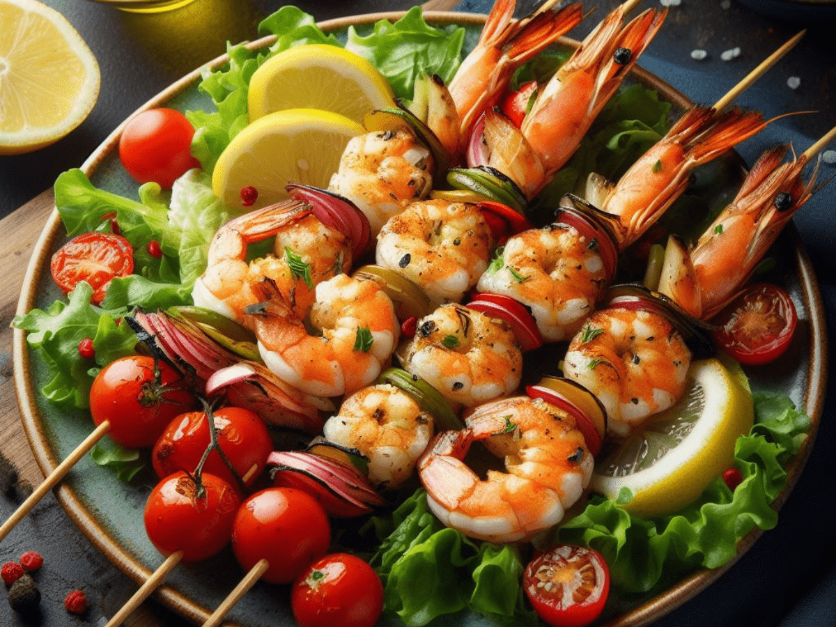 pit barrel cooker grilled shrimp skewers